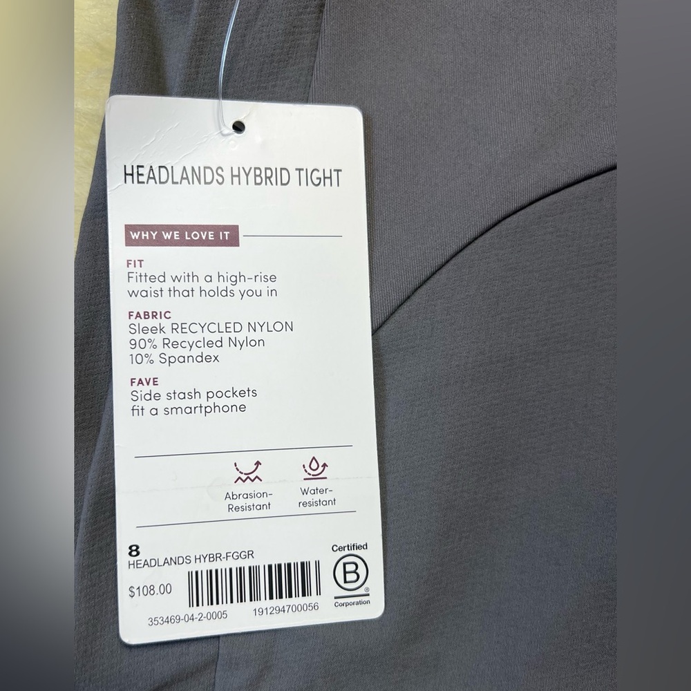 Athleta Headlands Hybrid Tight Leggings, Fog Grey, Size 8, NWT - Picture 9 of 9